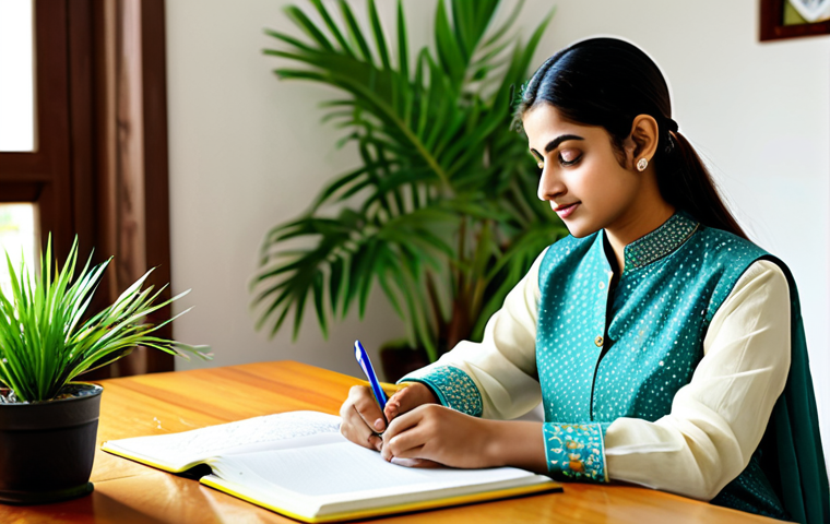규제준수 자격시험 준비의 중요 포인트 - A professional female teacher in a modest sari, standing in front of a classroom whiteboard filled w...