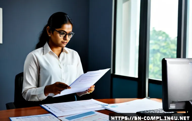 규제준수 분야 연봉 상승 전략 - Photorealistic compliance professional in a modern Bangladesh office, reviewing organized regulatory...