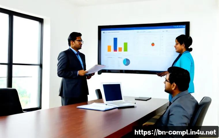 규제준수 분야 최신 트렌드 - Photorealistic modern compliance office in Bangladesh, diverse South Asian professionals reviewing d...